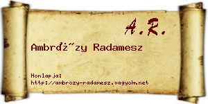 Ambrózy Radamesz névjegykártya